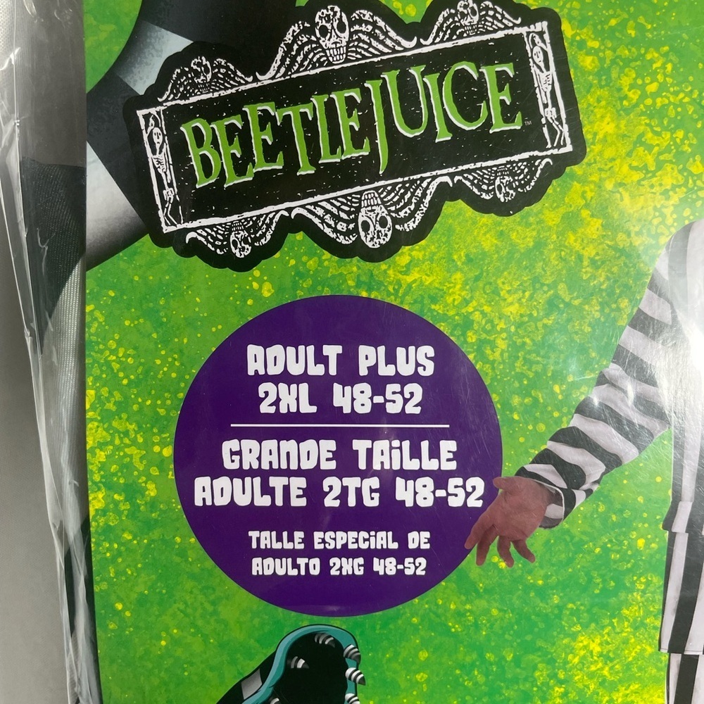 Beetlejuice Men's Adult Halloween Costume Suit Size 2XL Fits 48-52 2PCS NWT - Picture 2 of 5